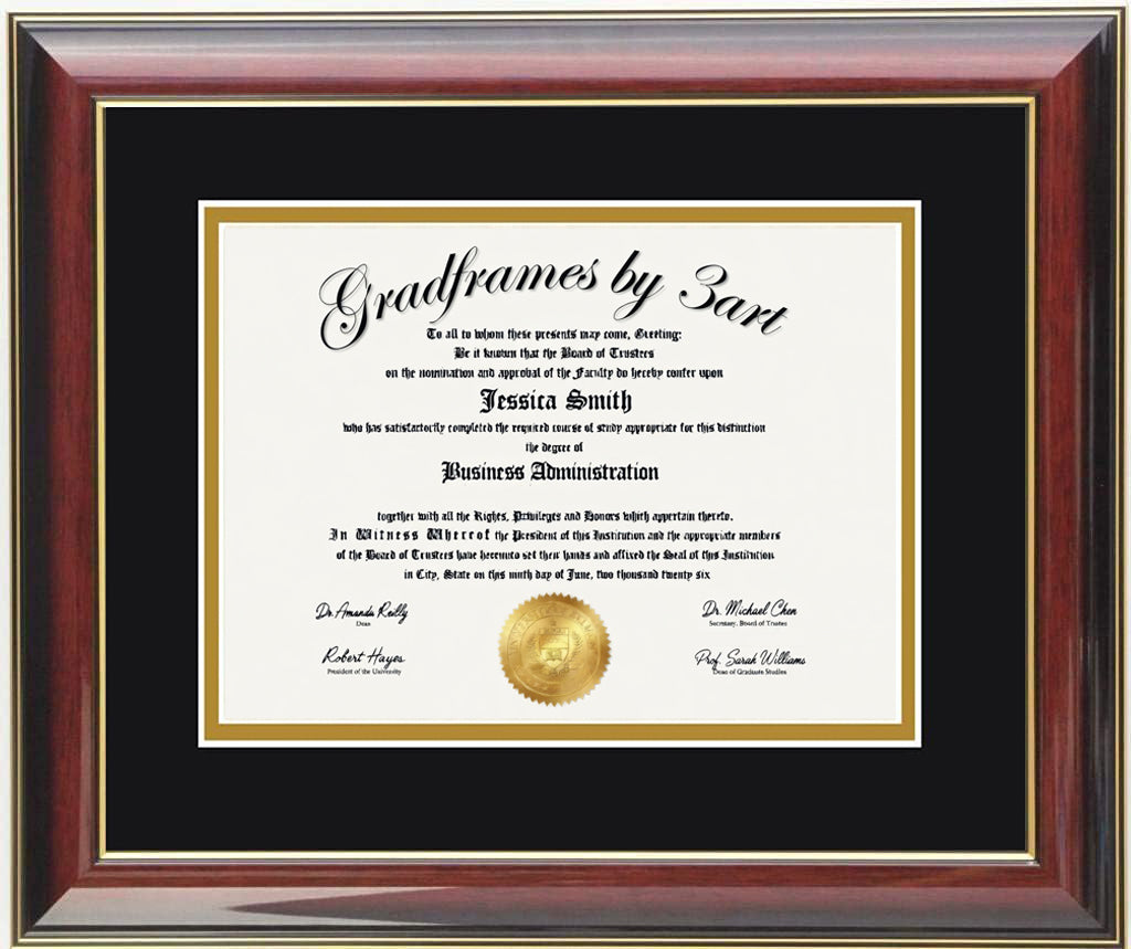 Custom black with gold wood diploma frame with a high-gloss finish, Handcrafted, featuring a double mat in black and gold ,6x8,7x9,8x10,8.5x11,9x12,10x12,10x13,11x14,12x15,12x16,11x17,14x17,14x18,13.5x15.5,8.25x11.75