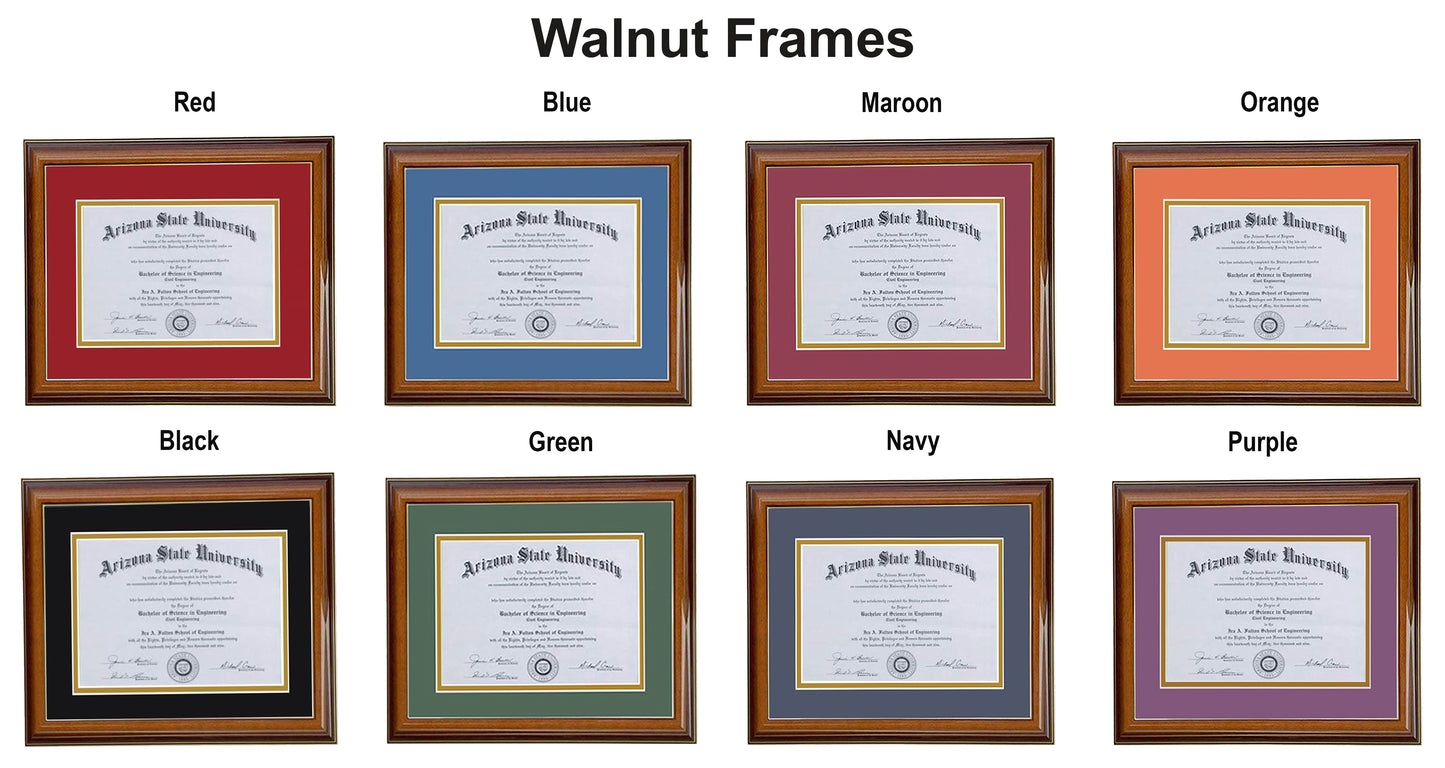 Custom black wood diploma frame with a high-gloss finish, Handcrafted, featuring a double mat in black and gold ,6x8,7x9,8x10,8.5x11,9x12,10x12,10x13,11x14,12x15,12x16,11x17,14x17,14x18,13.5x15.5,8.25x11.75