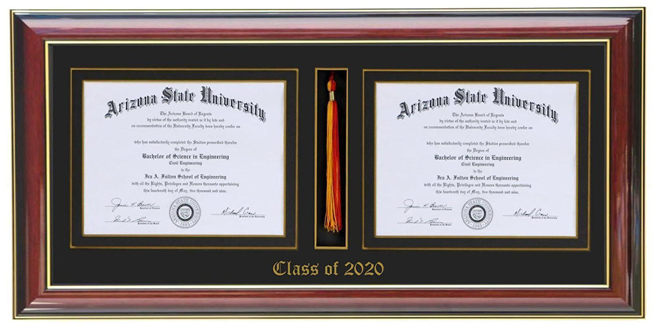 Double Diploma Frame with Tassel Holder - Dual Diploma Graduation Degree Display Frame 6x8,7x9,8x10,8.5x11,9x12,10x12,10x13,11x14,12x15