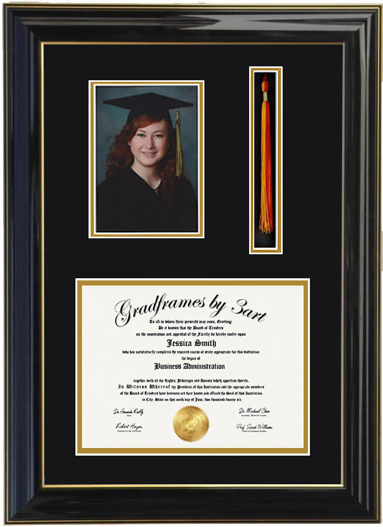 Custom Diploma Frame with 5x7 Photo & Tassel Holder