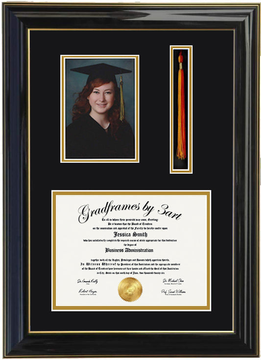 Custom Diploma Frame with 5x7 Photo & Tassel Holder