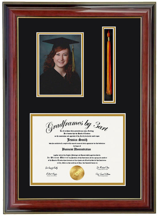 Custom Diploma Frame with 5x7 Photo & Tassel Holder