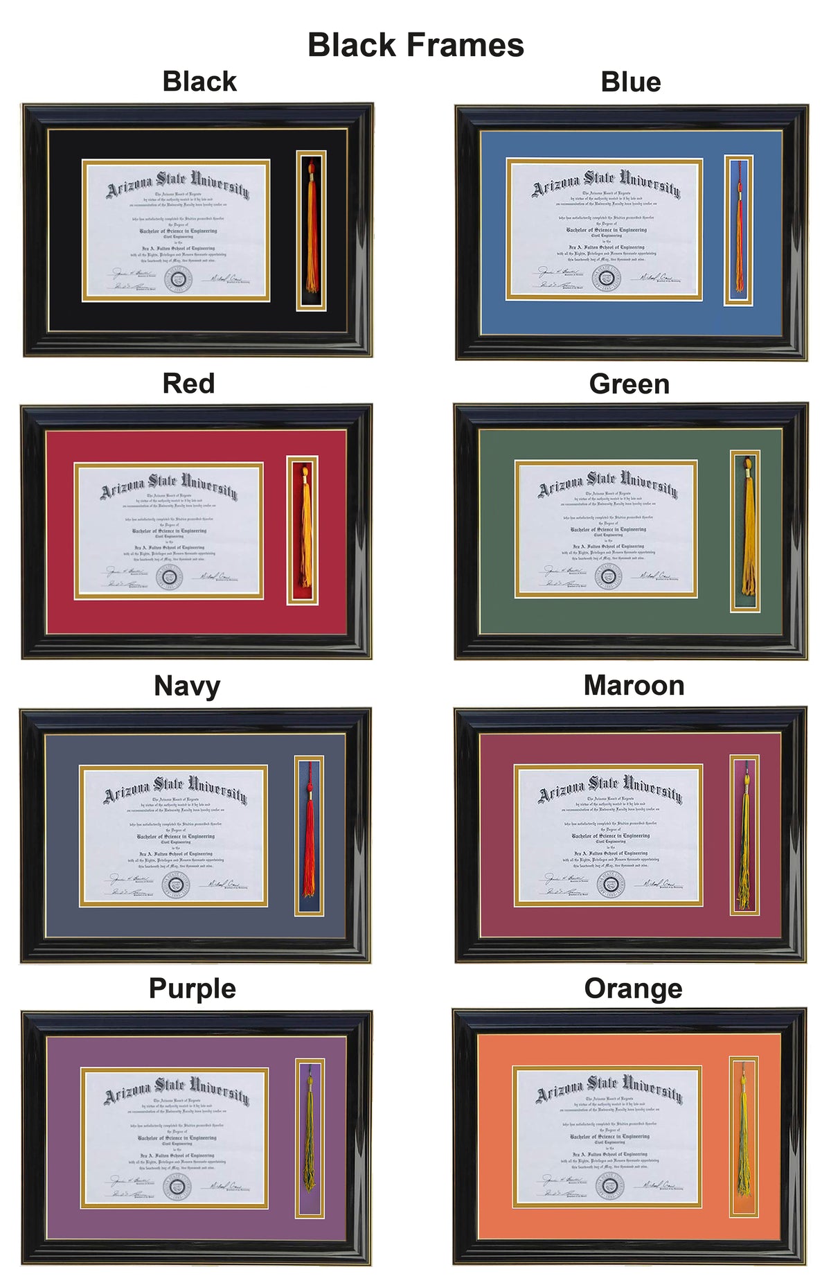 Custom Double Diploma Frame with  Tassel Opening-SQ