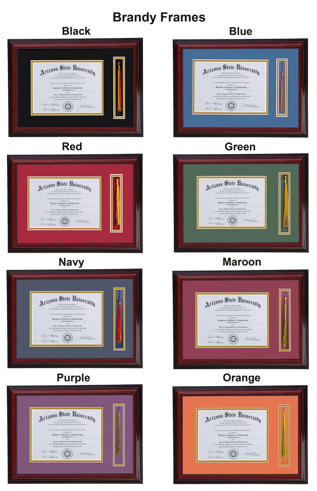 Custom Double Diploma Frame with  Tassel Opening-SQ