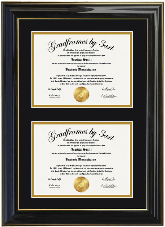 Custom Double Diploma Frame  -V