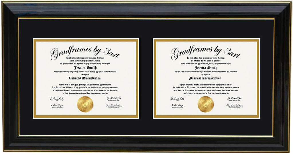 Custom Double Diploma Frame -H