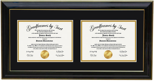 Custom Double Diploma Frame -H