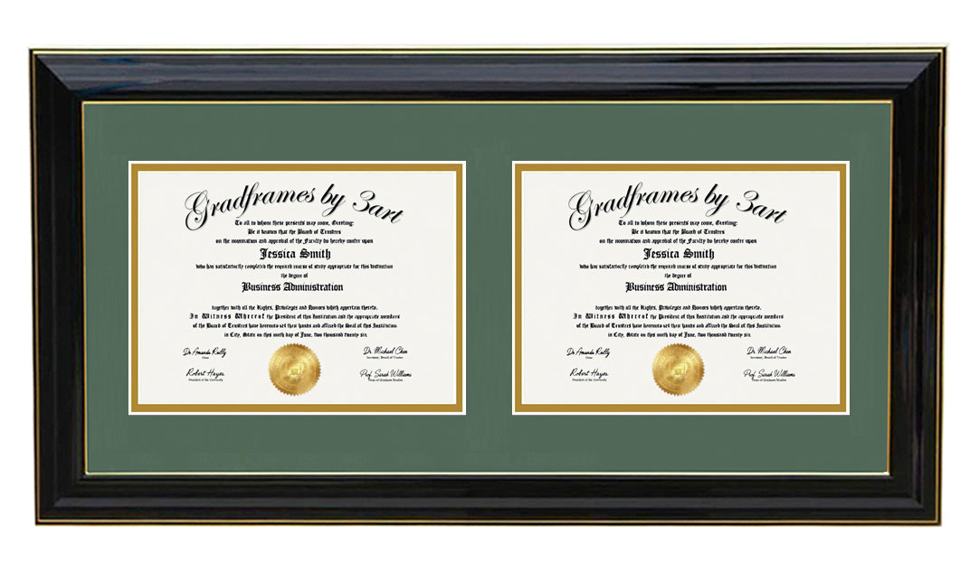 Custom Double Diploma Frame -H