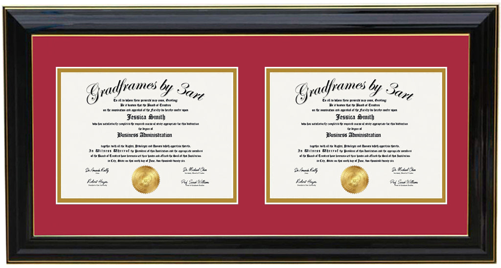 Custom Double Diploma Frame -H