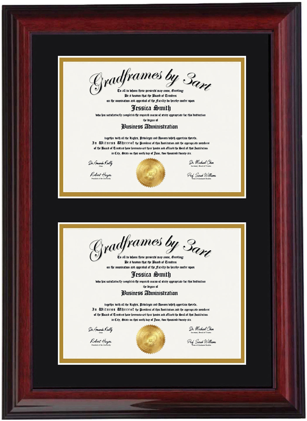 Custom Double Diploma Frame Black/Green -V