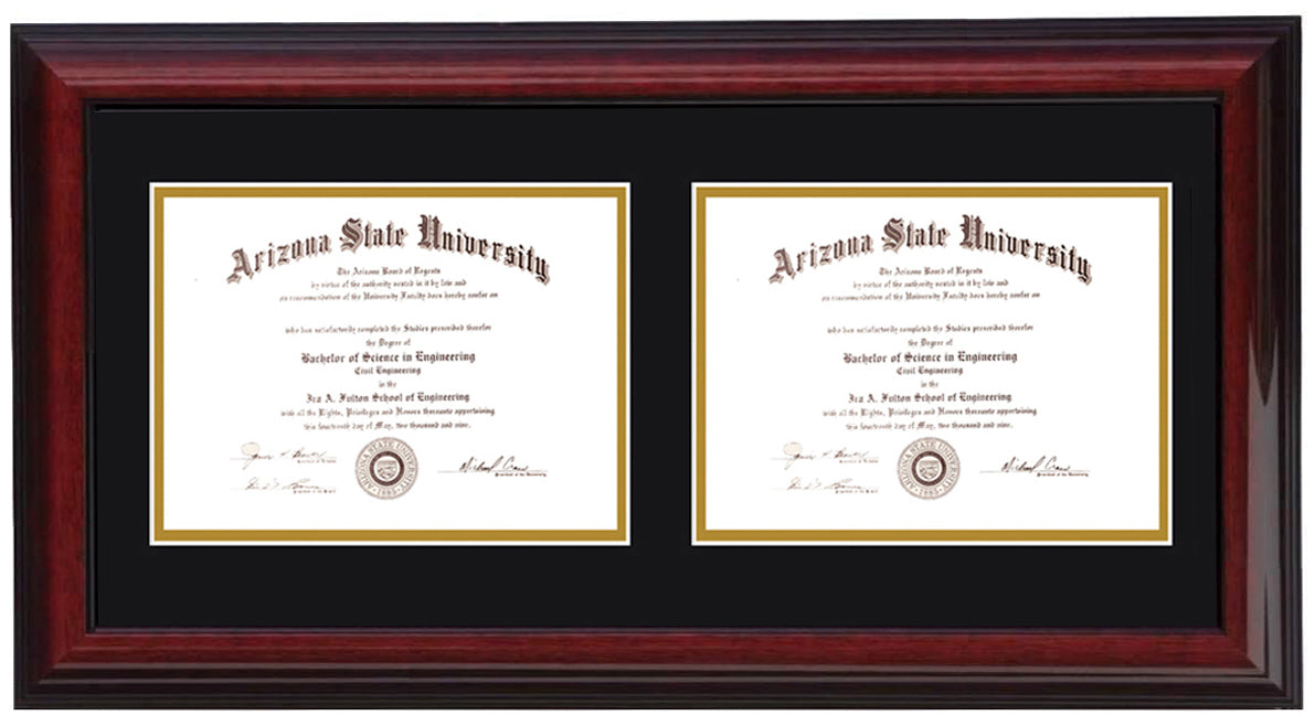 Custom Double Diploma Frame -H