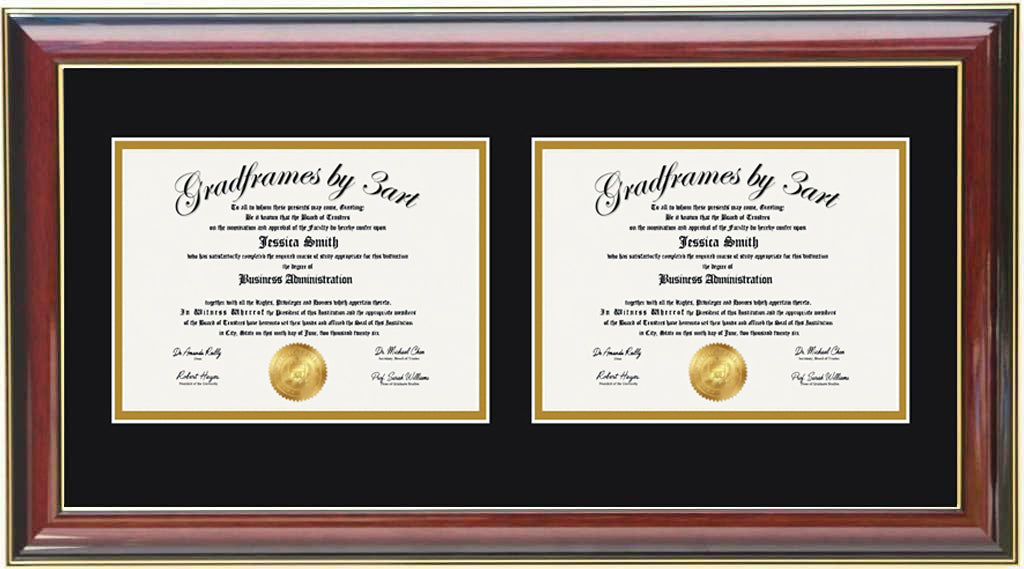 Custom Double Diploma Frame -H
