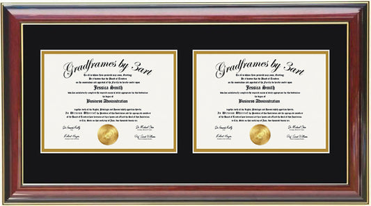 Custom Double Diploma Frame Mahogany -H