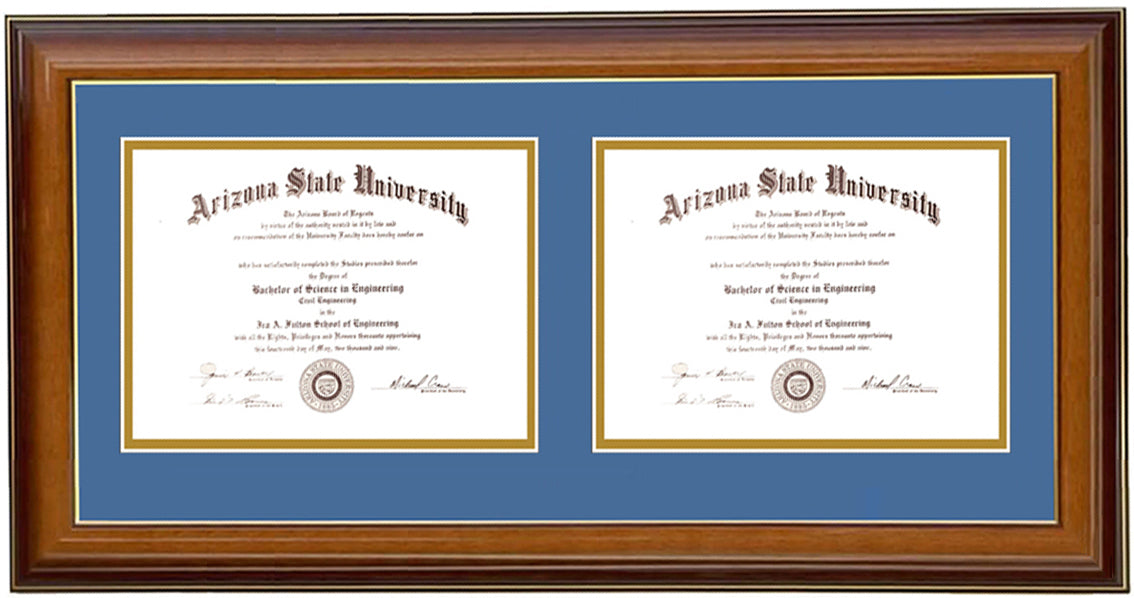 Custom Double Diploma Frame -H