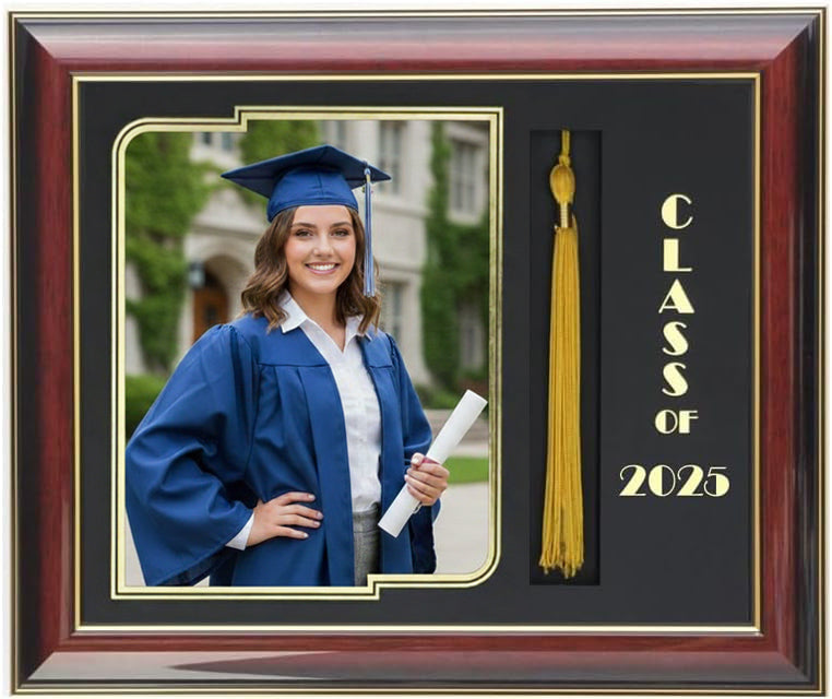 GRADUATION FRAME WITH TASSEL 8X10 PIC MAHOGANY/GOLD