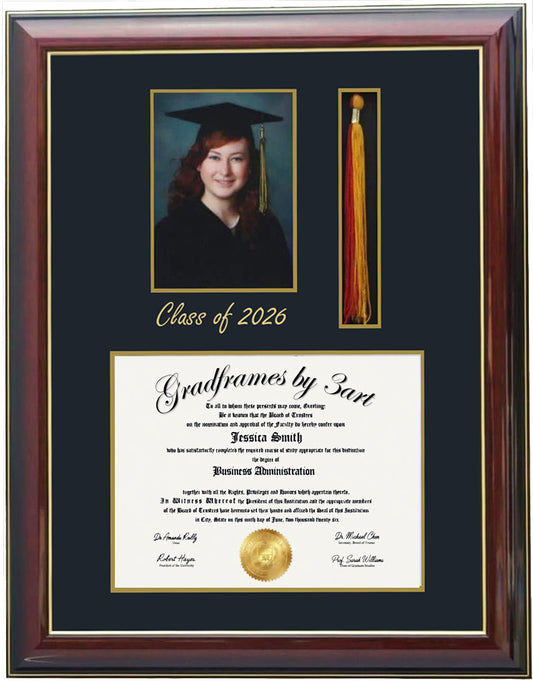 DIPLOMA TASSEL FRAME 5x7 PIC MAHOGANY-SQ