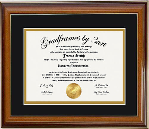 Custom walnut  wood diploma frame with a high-gloss finish, Handcrafted, featuring a double mat in black and gold ,6x8,7x9,8x10,8.5x11,9x12,10x12,10x13,11x14,12x15,12x16,11x17,14x17,14x18,13.5x15.5,8.25x11.75