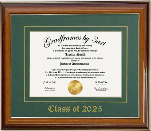 DIPLOMA FRAME WALNUT/GREEN