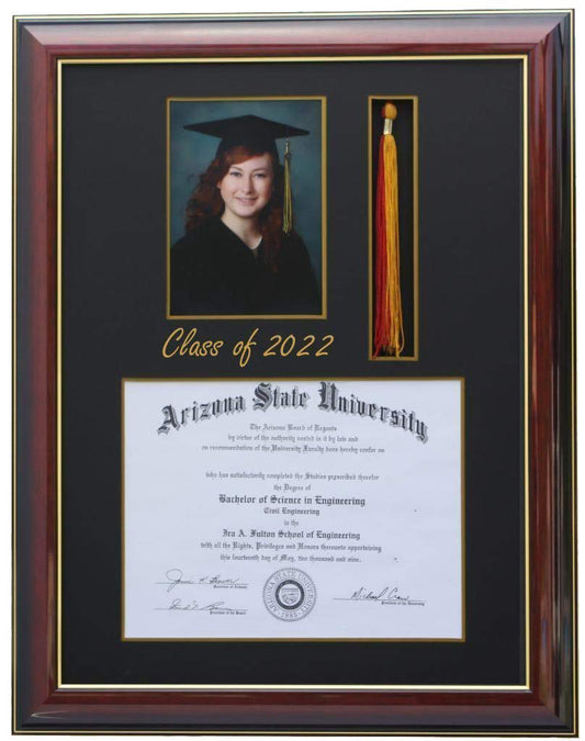 DIPLOMA TASSEL FRAME 5x7 PIC MAHOGANY-SQ