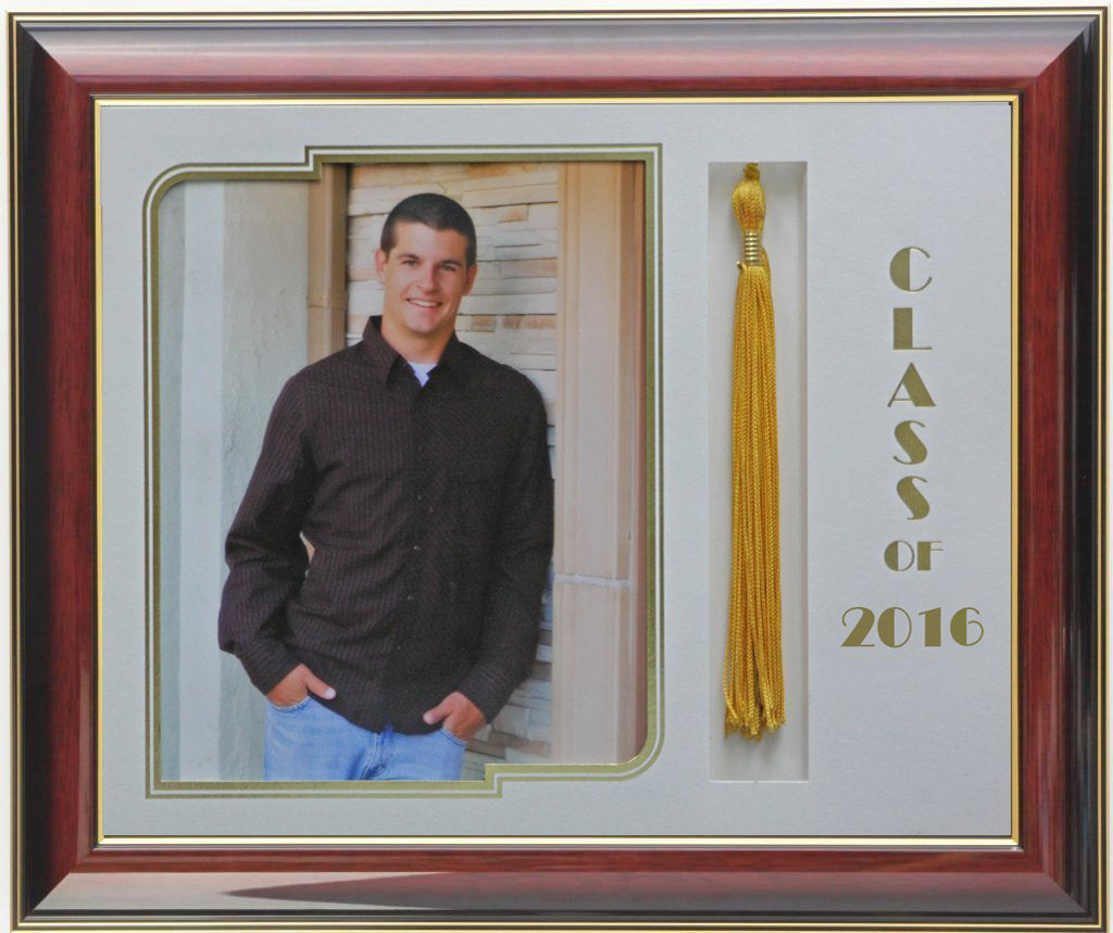 GRADUATION FRAME WITH TASSEL 8X10 PIC MAHOGANY/GOLD